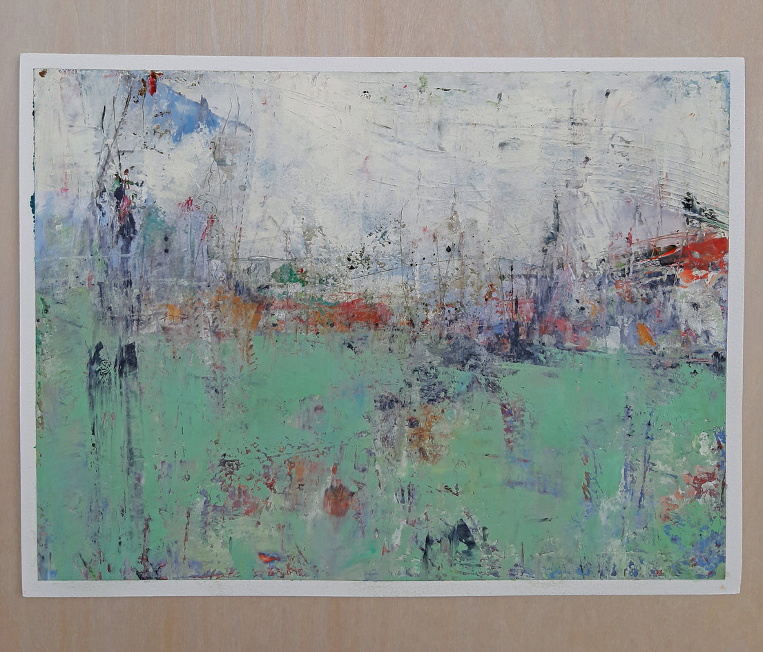 Abstract Landscape - Field of Green by Dorothy Gaziano |  Side View of Artwork 