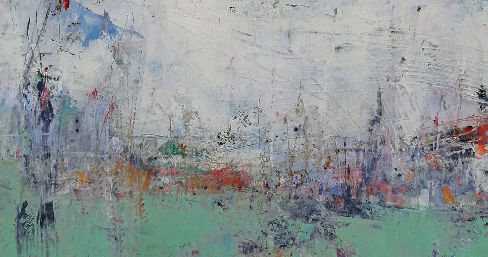 Abstract Landscape - Field of Green by Dorothy Gaziano |   Closeup View of Artwork 