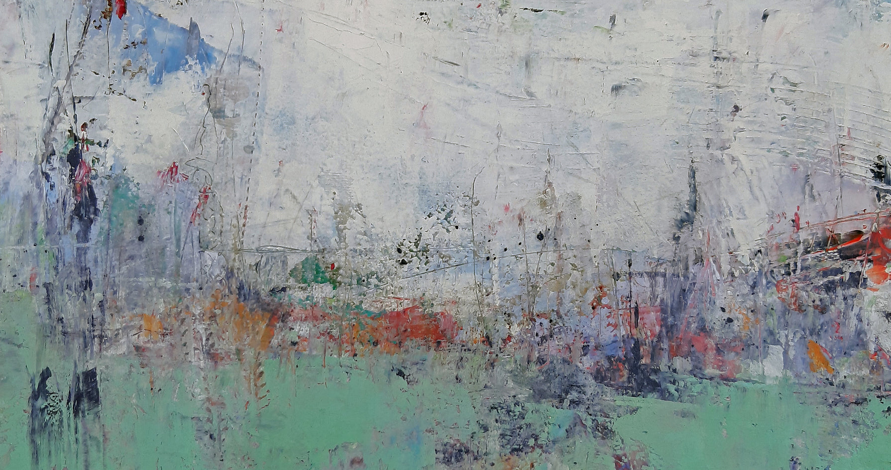Abstract Landscape - Field of Green by Dorothy Gaziano |  Closeup View of Artwork 
