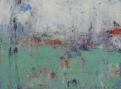 oil painting by Dorothy Gaziano titled Abstract Landscape - Field of Green