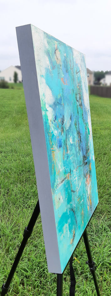 Turquoise Veil by Dorothy Gaziano |  Side View of Artwork 