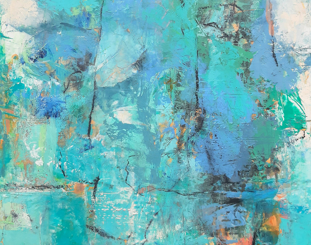 Turquoise Veil by Dorothy Gaziano |  Closeup View of Artwork 