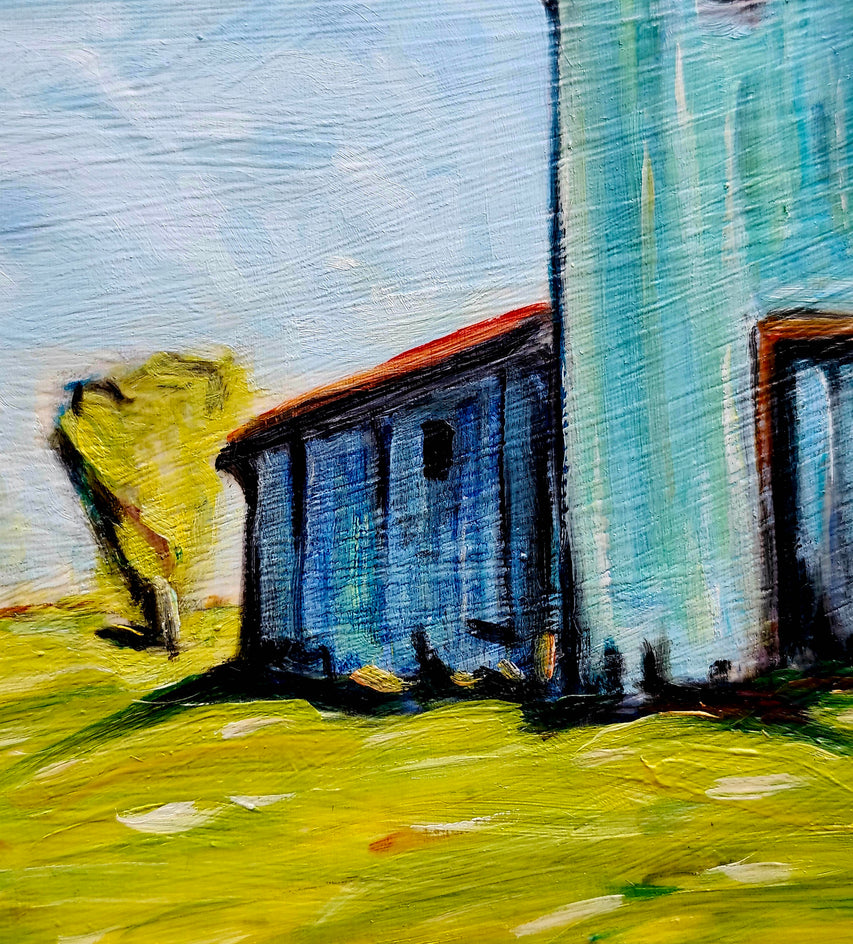 Blue Shed and Barn, Radiant Virginia by Doug Cosbie |  Closeup View of Artwork 