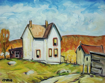 oil painting by Doug Cosbie titled Laundry Day, West Virginia Autumn