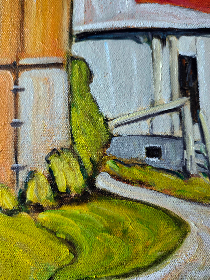 Whitewashed Barn by Doug Cosbie |  Closeup View of Artwork 