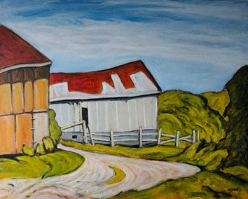 oil painting by Doug Cosbie titled Whitewashed Barn