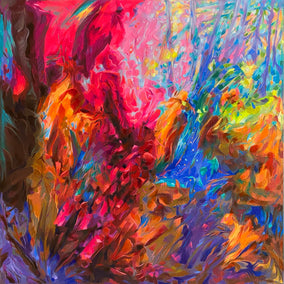 Original art for sale at UGallery.com | Bold Paradise by Dowa Hattem | $2,850 | mixed media artwork | 39.37' h x 39.37' w