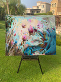 Original art for sale at UGallery.com | Blooms Embracing the Waves by Dowa Hattem | $2,100 | oil painting | 31.4' h x 39.37' w | thumbnail 3