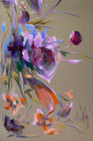 Original art for sale at UGallery.com | Flowers in Beige 1 by Dowa Hattem | $475 | oil painting | 17.7' h x 11.81' w | thumbnail 1