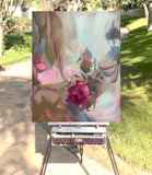 Original art for sale at UGallery.com | Fluttering Flowers by Dowa Hattem | $550 | oil painting | 19.68' h x 15.74' w | thumbnail 3
