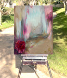 Original art for sale at UGallery.com | Fluttering Roses by Dowa Hattem | $550 | oil painting | 19.6' h x 15.74' w | thumbnail 2