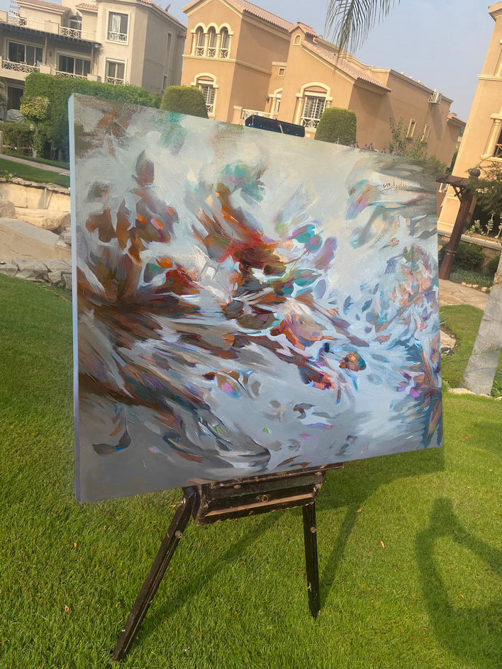 Hope Rising in Grey by Dowa Hattem |  Side View of Artwork 