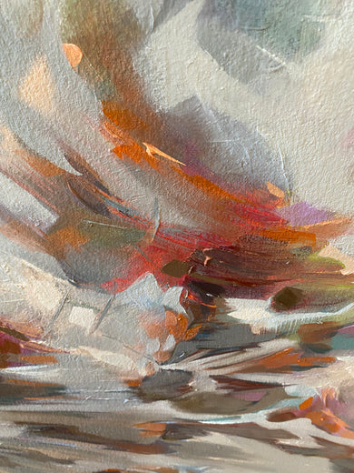 Hope Rising in Grey by Dowa Hattem |   Closeup View of Artwork 