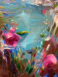 Original art for sale at UGallery.com | Ocean's Floral Dream by Dowa Hattem | $500 | oil painting | 17.7' h x 19.6' w | thumbnail 4