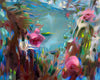 Original art for sale at UGallery.com | Ocean's Floral Dream by Dowa Hattem | $500 | oil painting | 17.7' h x 19.6' w | thumbnail 1
