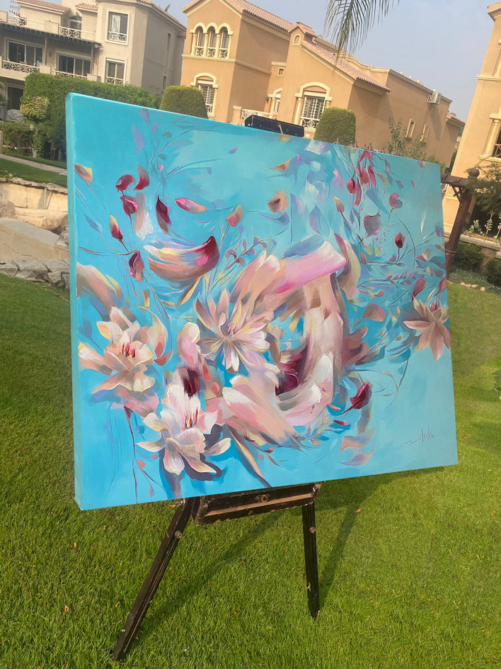 Positive Vibes by Dowa Hattem |  Side View of Artwork 