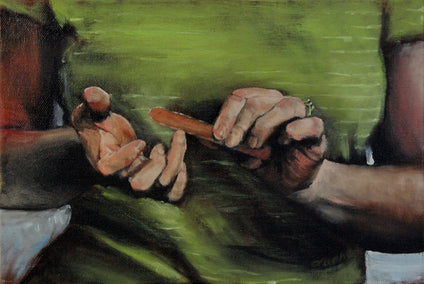 oil painting by Duane Brown titled Nailed