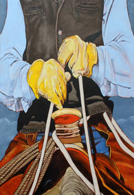 oil painting by Duane Brown titled Saddled