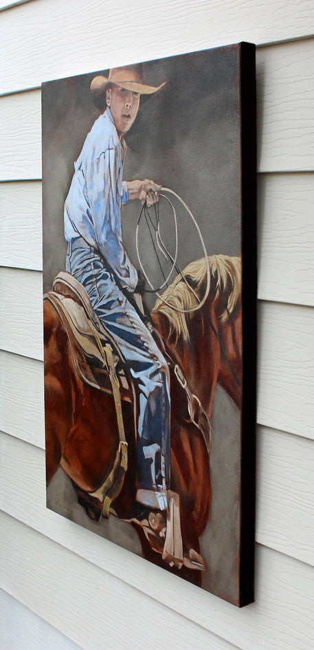 Young Diné by Duane Brown |  Side View of Artwork 