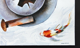 Original art for sale at UGallery.com | Koi Island by Dwight Smith | $475 | watercolor painting | 12' h x 12' w | thumbnail 2