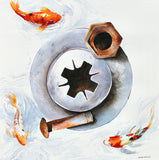 Original art for sale at UGallery.com | Koi Island by Dwight Smith | $475 | watercolor painting | 12' h x 12' w | thumbnail 1