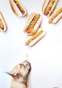 watercolor painting by Dwight Smith titled Dogs!