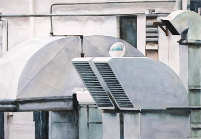 watercolor painting by Dwight Smith titled Industrial Nesting