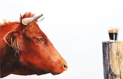 Original art for sale at UGallery.com | The Original Redbull by Dwight Smith | $475 | watercolor painting | 8' h x 12.25' w | thumbnail 1