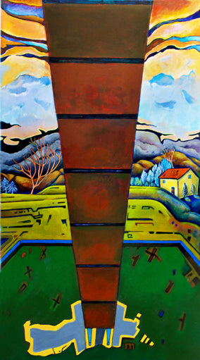 Original art for sale at UGallery.com | Concrete Slide by Edward McHugh | $2,000 | acrylic painting | 36' h x 20' w