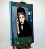 Original art for sale at UGallery.com | Pearl with a Girl's Earring by Edward McHugh | $2,175 | acrylic painting | 30' h x 24' w | thumbnail 2