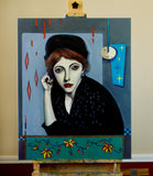 Original art for sale at UGallery.com | Pearl with a Girl's Earring by Edward McHugh | $2,175 | acrylic painting | 30' h x 24' w | thumbnail 3
