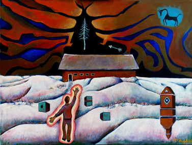 acrylic painting by Edward McHugh titled Silver Tree