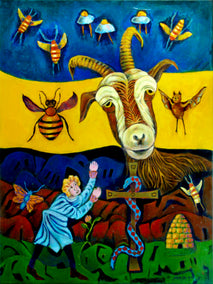 acrylic painting by Edward McHugh titled Telling the Bees