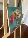 Original art for sale at UGallery.com | Beautiful Flowers 7 by Elif Burduroglu | $625 | oil painting | 12' h x 12' w | thumbnail 2