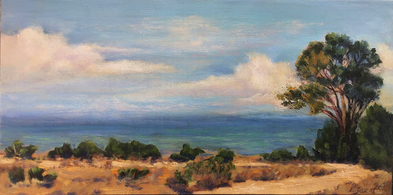 oil painting by Elizabeth Garat titled A Tree on the Bluff