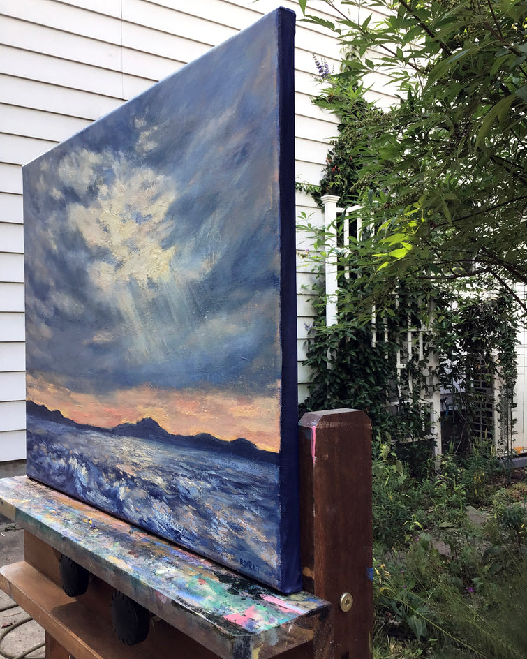 Mandalay Beach, Dusk by Elizabeth Garat |  Side View of Artwork 