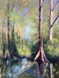 Original art for sale at UGallery.com | River Cypress, Spring Light by Elizabeth Garat | $1,350 | oil painting | 24' h x 18' w | thumbnail 1