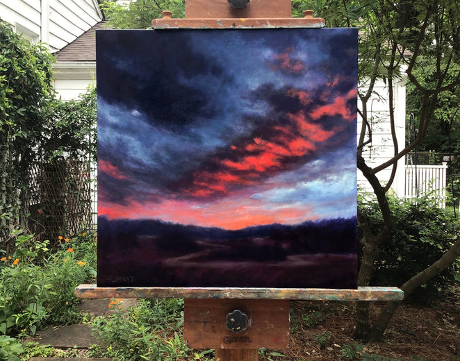 Twilight: Red Clouds, Plum Ground by Elizabeth Garat |  Context View of Artwork 