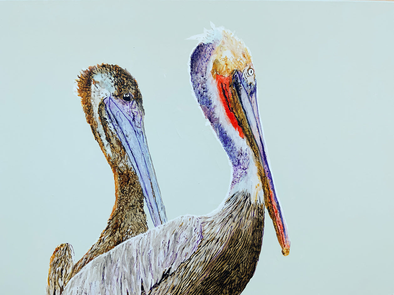 Three Pelicans by Emil Morhardt |  Closeup View of Artwork 