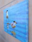 Original art for sale at UGallery.com | Two Tentative Terns by Emil Morhardt | $1,925 | acrylic painting | 24' h x 36' w | thumbnail 2