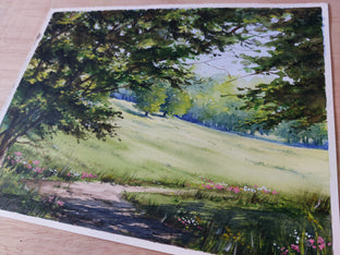 A Green Field. by Erika Fabókné Kocsi |  Side View of Artwork 