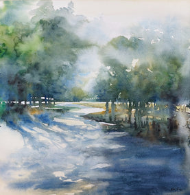watercolor painting by Erika Kocsi titled Above the Road.