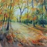 Original art for sale at UGallery.com | Autumn Sunshine. by Erika Kocsi | $500 | watercolor painting | 6.6' h x 6.6' w | thumbnail 1