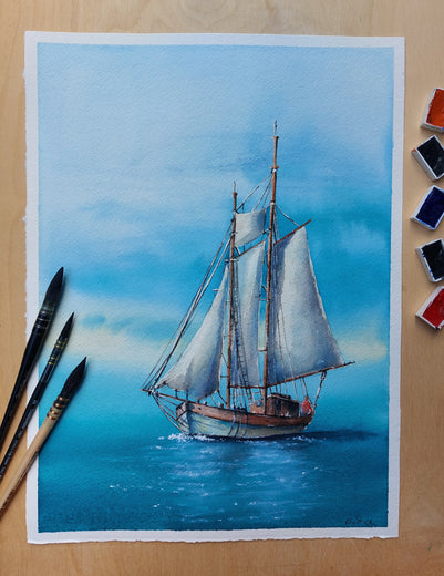 Azure Sea. by Erika Kocsi |  Side View of Artwork 