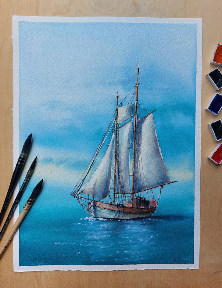 Azure Sea. by Erika Kocsi |  Side View of Artwork 