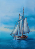 Original art for sale at UGallery.com | Azure Sea. by Erika Kocsi | $650 | watercolor painting | 20' h x 16' w | thumbnail 1