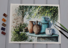 Original art for sale at UGallery.com | Ceramics by Erika Kocsi | $500 | watercolor painting | 10' h x 13' w | thumbnail 4