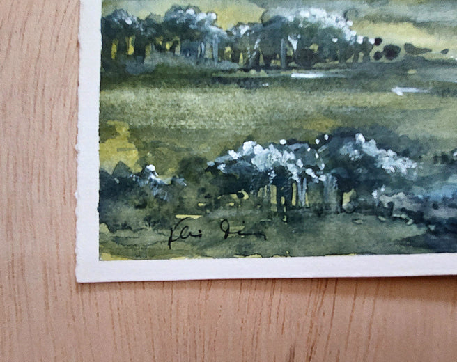 Distant Rain Clouds. by Erika Kocsi |  Side View of Artwork 