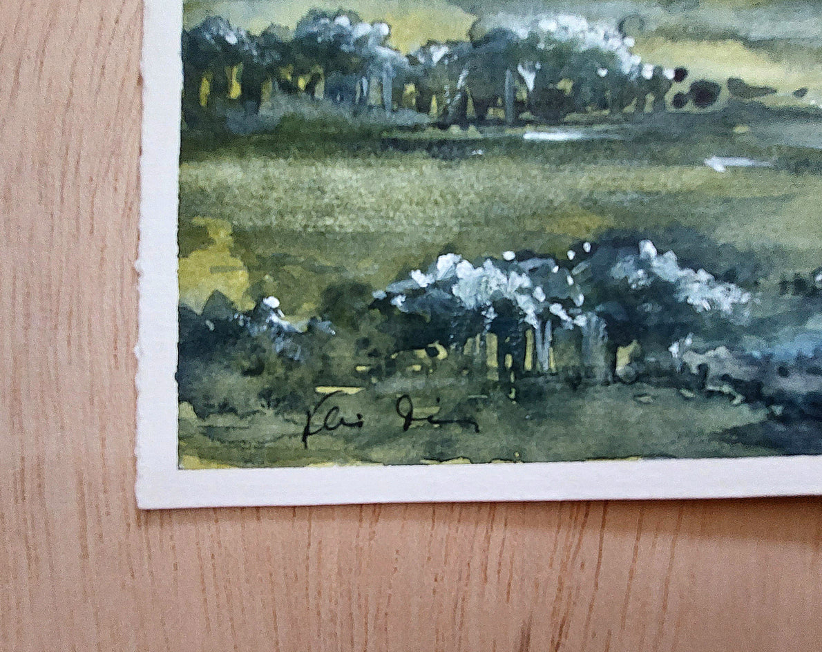 Distant Rain Clouds. by Erika Kocsi |  Side View of Artwork 