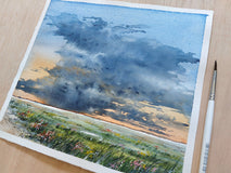 Original art for sale at UGallery.com | Distant Storm Cloud. by Erika Kocsi | $500 | watercolor painting | 9' h x 10' w | thumbnail 3